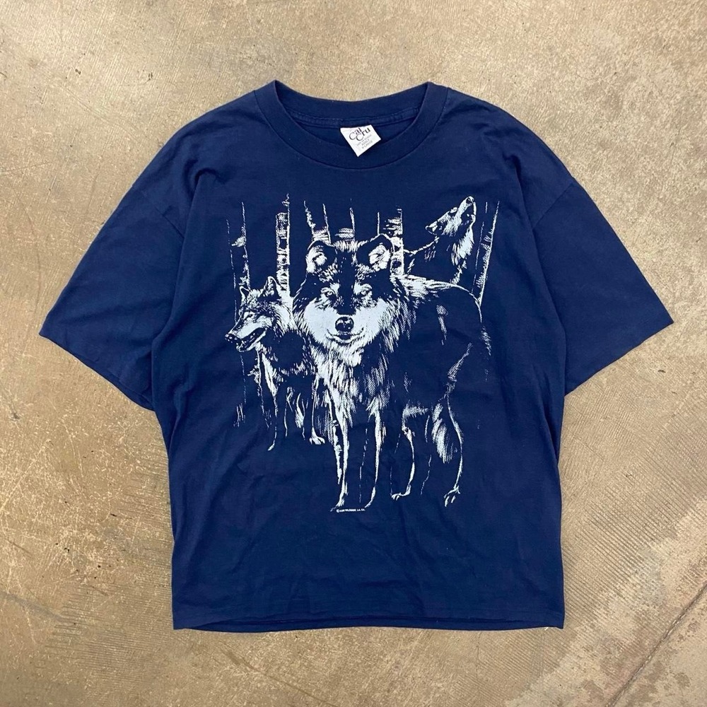Vintage Wolf Nature 90s Single Stitch Animals Wildlife T-Shirt Cal Cru XL